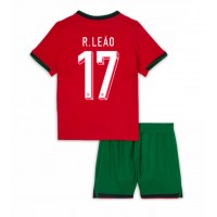 Camisa de Futebol Portugal Rafael Leao #17 Equipamento Principal Infantil Europeu 2024 Manga Curta (+ Calças curtas)